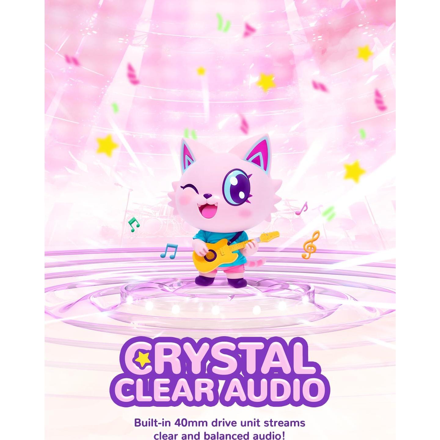 Auriculares iClever Meow Lollipop Rosa para Niños 85dBA