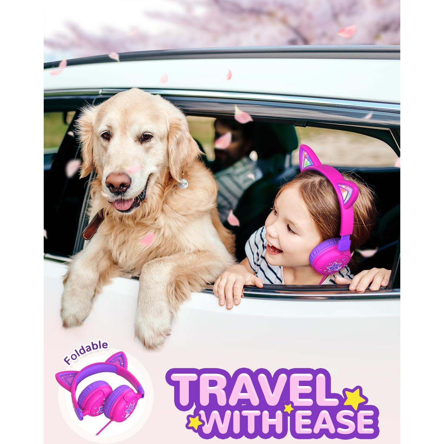 Auriculares iClever Meow Lollipop Rosa para Niños 85dBA