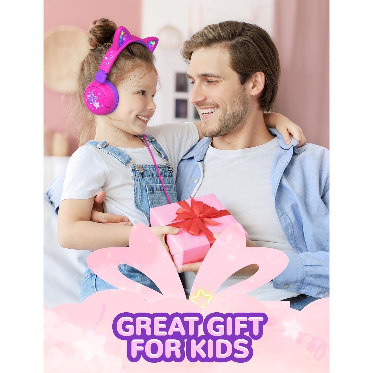 Auriculares iClever Meow Lollipop Rosa para Niños 85dBA