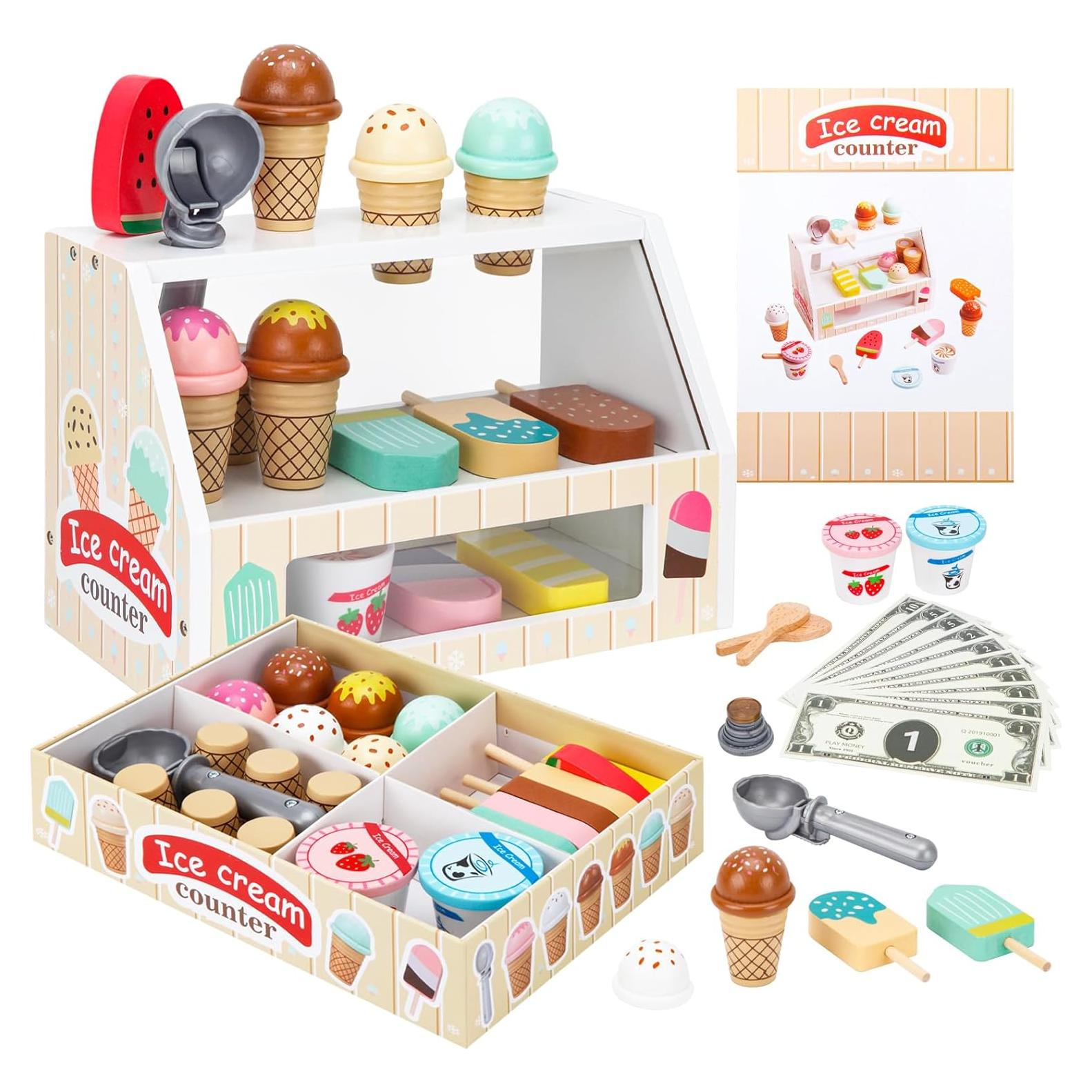 Juguete de Helado de Madera ZJEFUNS para Niños 3-10 Años