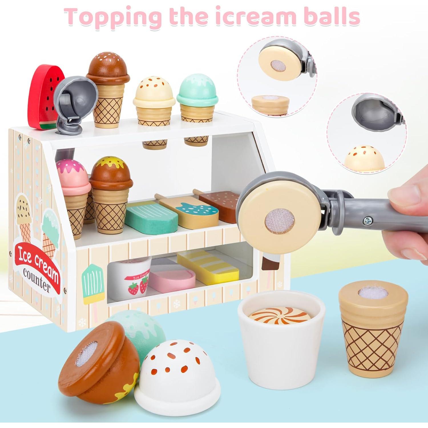 Juguete de Helado de Madera ZJEFUNS para Niños 3-10 Años