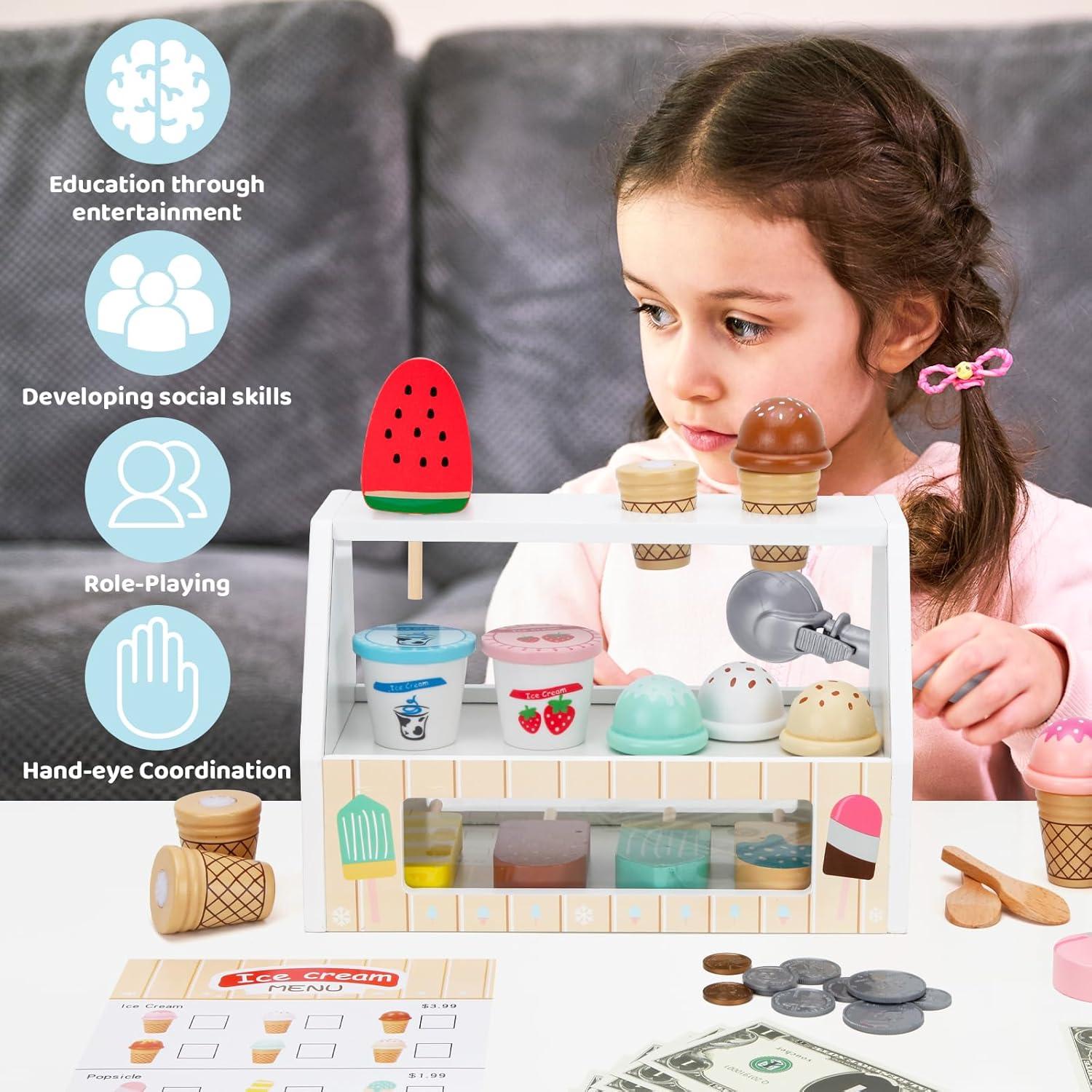 Juguete de Helado de Madera ZJEFUNS para Niños 3-10 Años