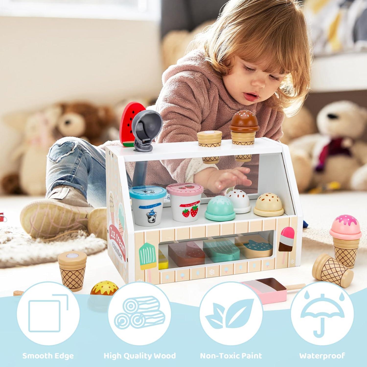 Juguete de Helado de Madera ZJEFUNS para Niños 3-10 Años