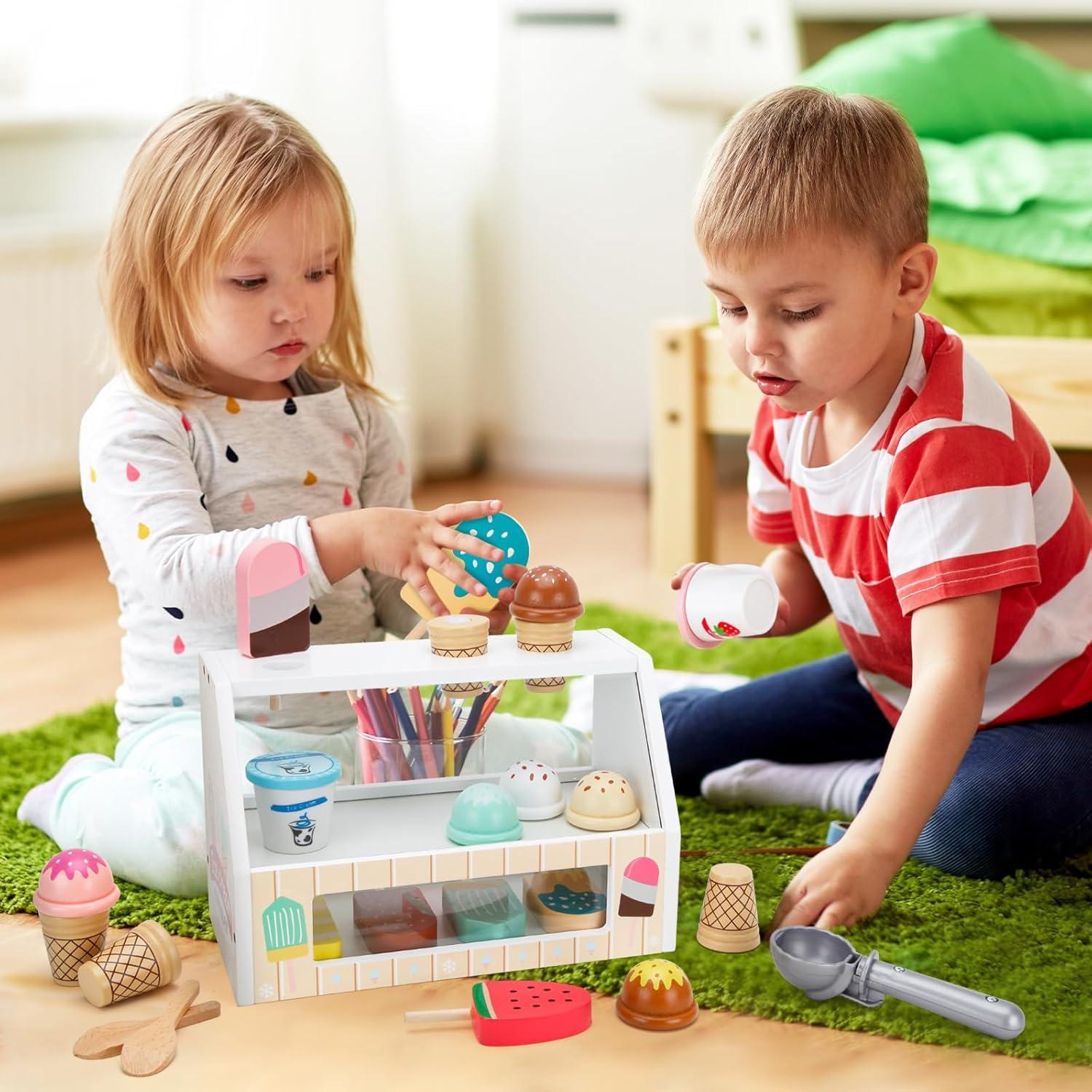 Juguete de Helado de Madera ZJEFUNS para Niños 3-10 Años