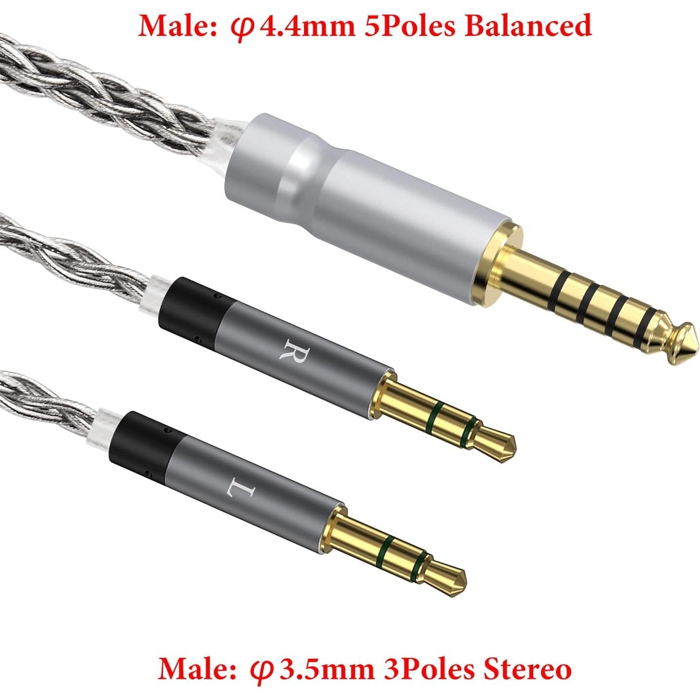 Cable de Audio GEEKRIA 1.5m Cobre Baño de Plata 4.4mm a 3.5mm