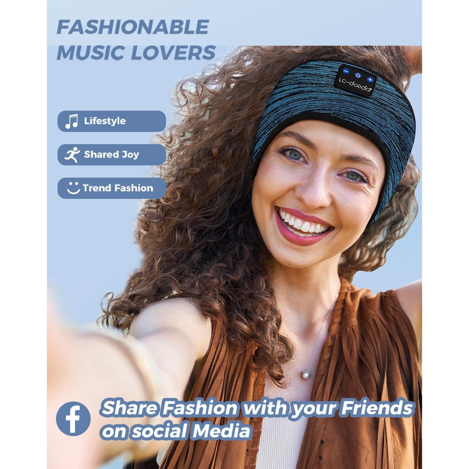 Auriculares Bluetooth LC-dolida Diadema para Dormir Beige Azul