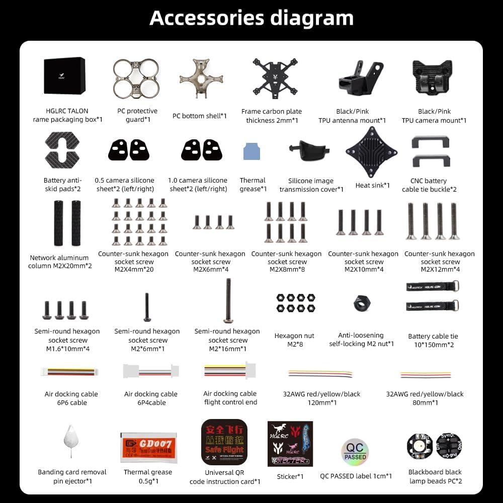 HGLRC 2inch Cinewhoop FPV Drone Frame for FPV Cinewhoop Racing Drone Quadcopters (Black)