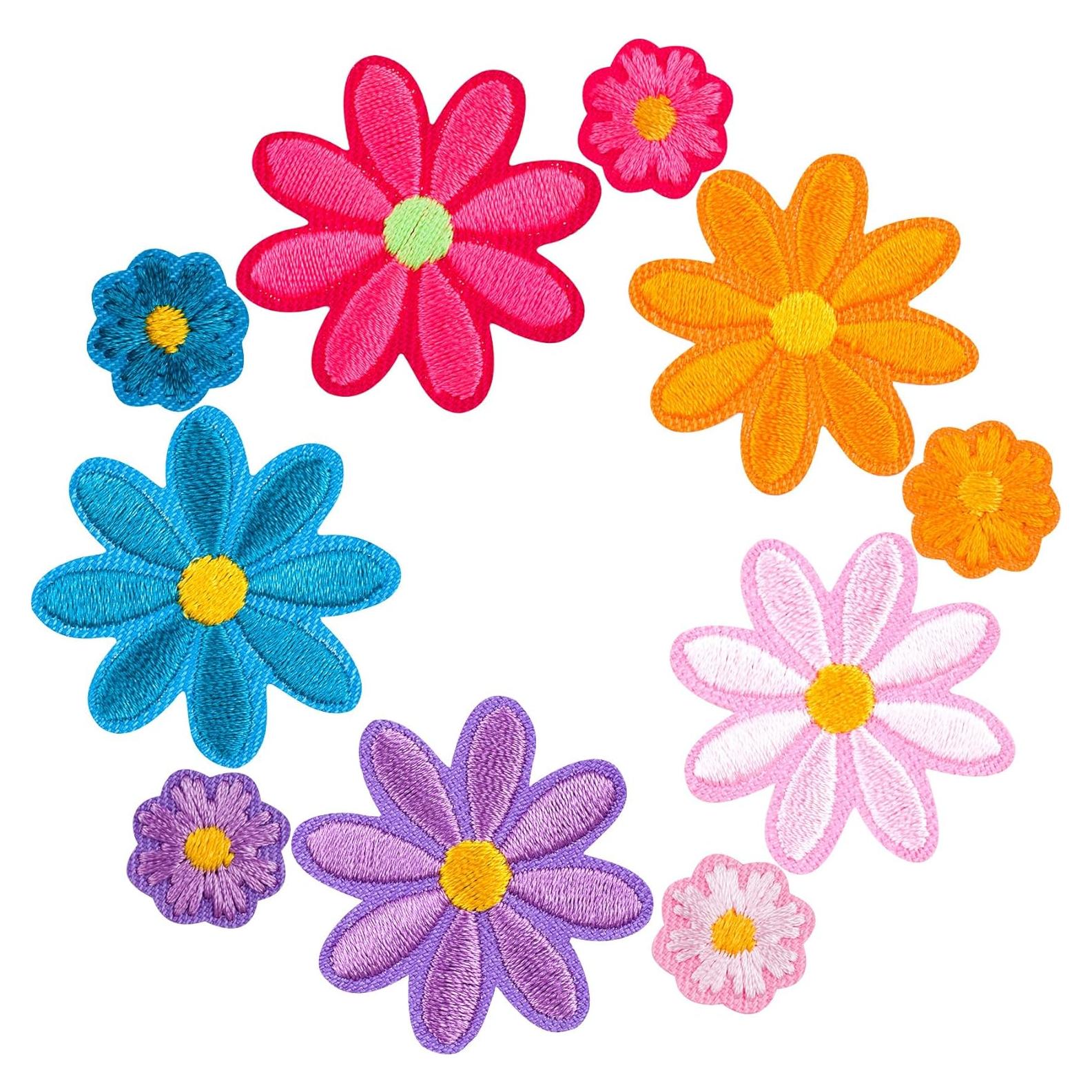 Parches Bordados de Flores PAGOW - 10 Pcs para Ropa y DIY