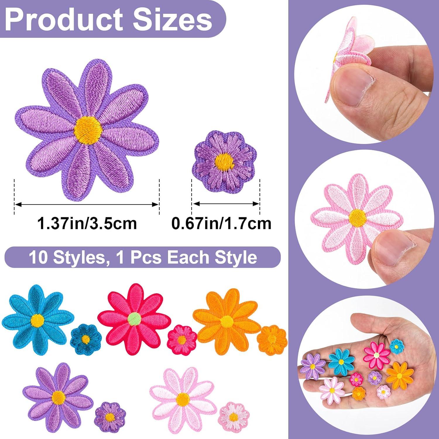 Parches Bordados de Flores PAGOW - 10 Pcs para Ropa y DIY