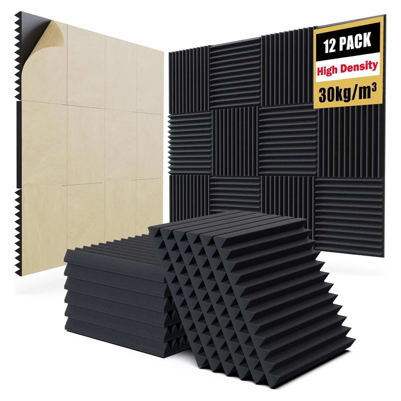 Paquete de 12 Paneles Acústicos Autoadhesivos 30x30 cm