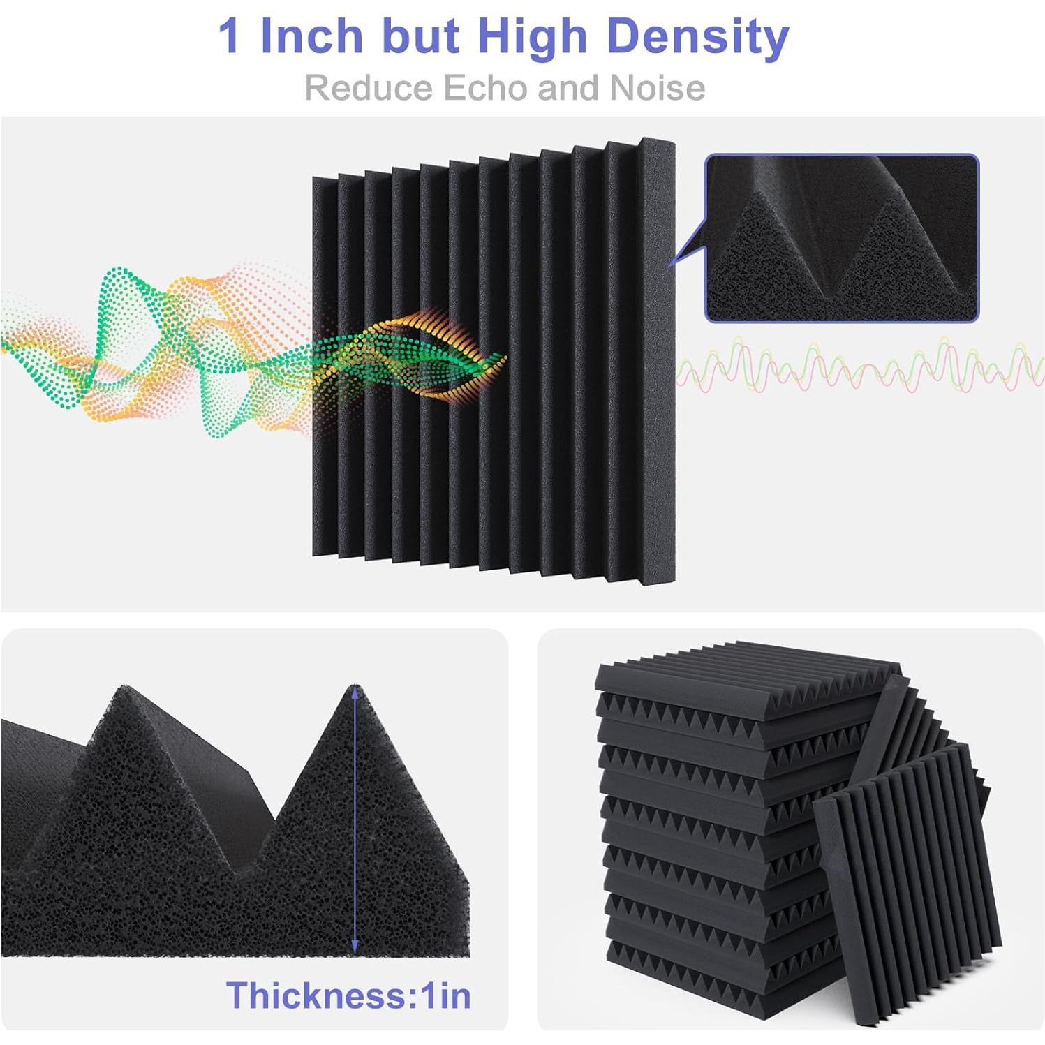 Paquete de 12 Paneles Acústicos Autoadhesivos 30x30 cm