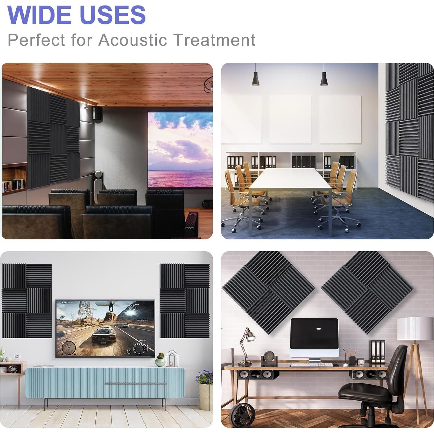 Paquete de 12 Paneles Acústicos Autoadhesivos 30x30 cm