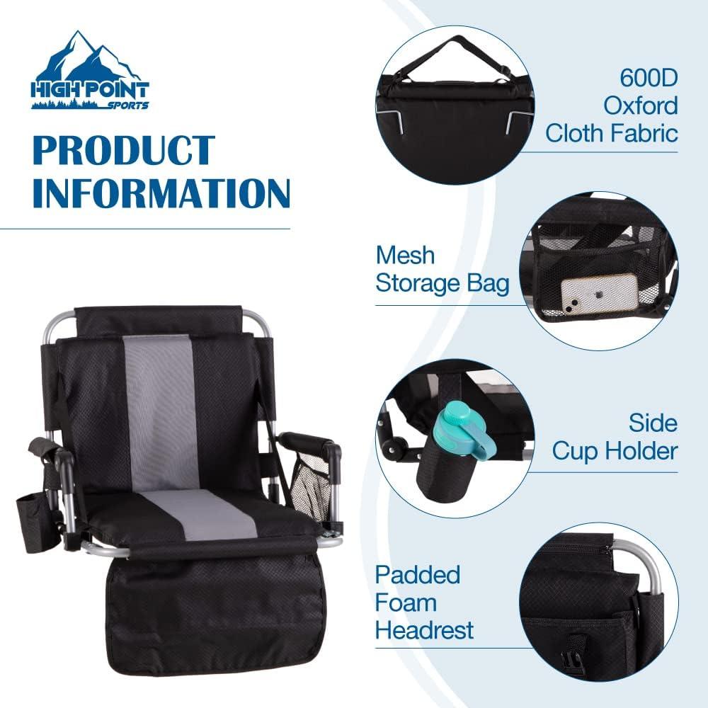 Asiento Plegable de Estadio HIGH POINT SPORTS con Reposabrazos