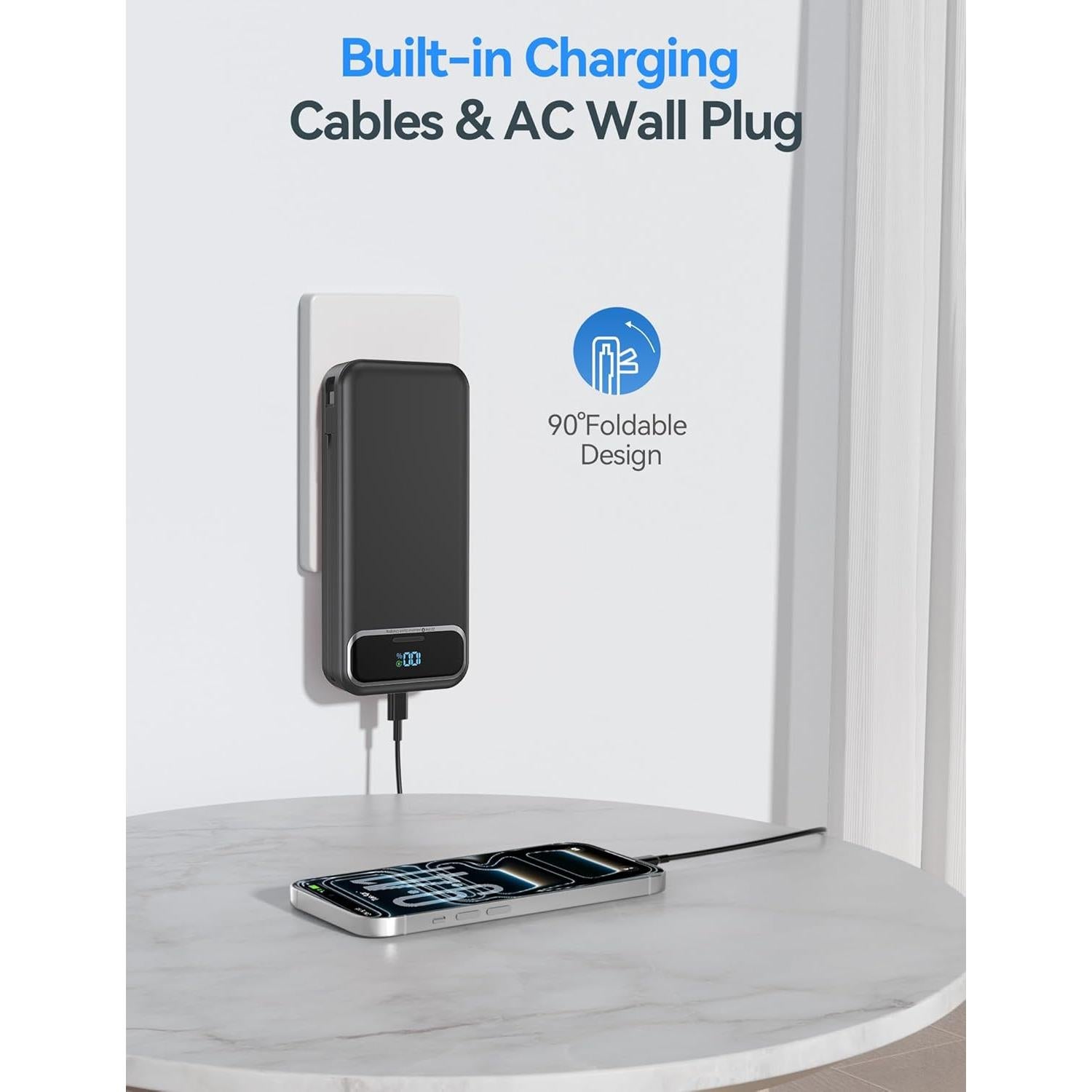 Cargador Portátil 20000mAh Dongguan con Enchufe AC y USB-C