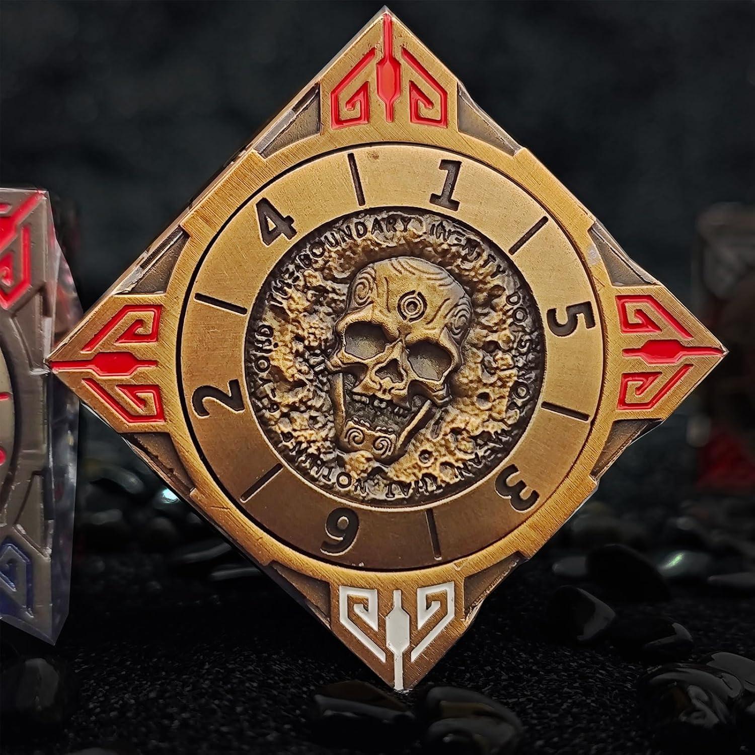 Dados Spinner de Metal 7-en-1 FLUEFOWL Oro Antiguo