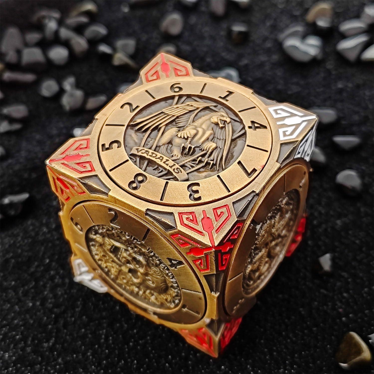 Dados Spinner de Metal 7-en-1 FLUEFOWL Oro Antiguo