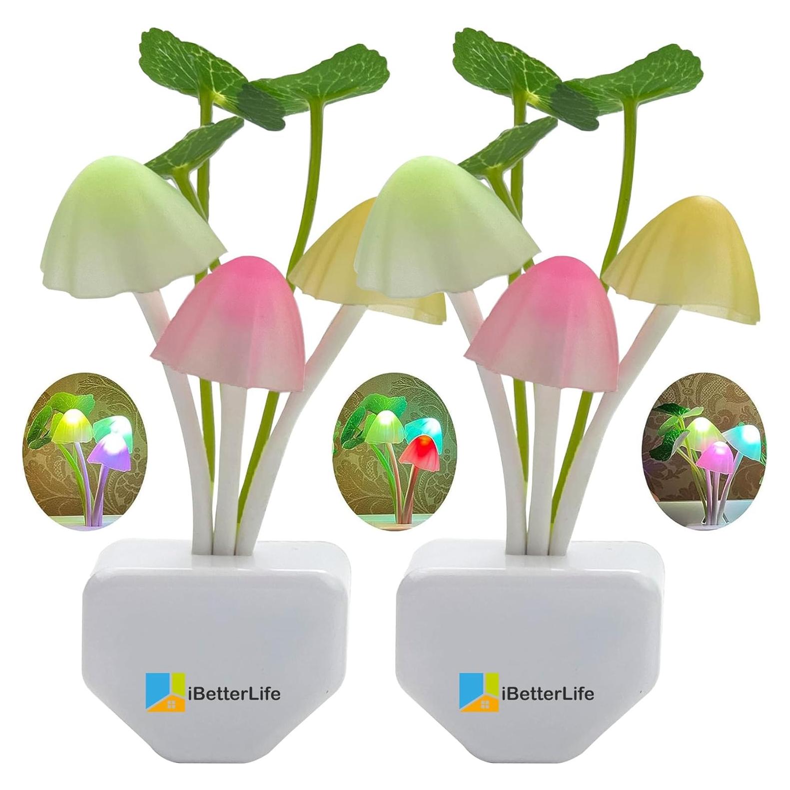 Luz Nocturna LED iBetterLife Hongo 2 Paquete Cambiante Color