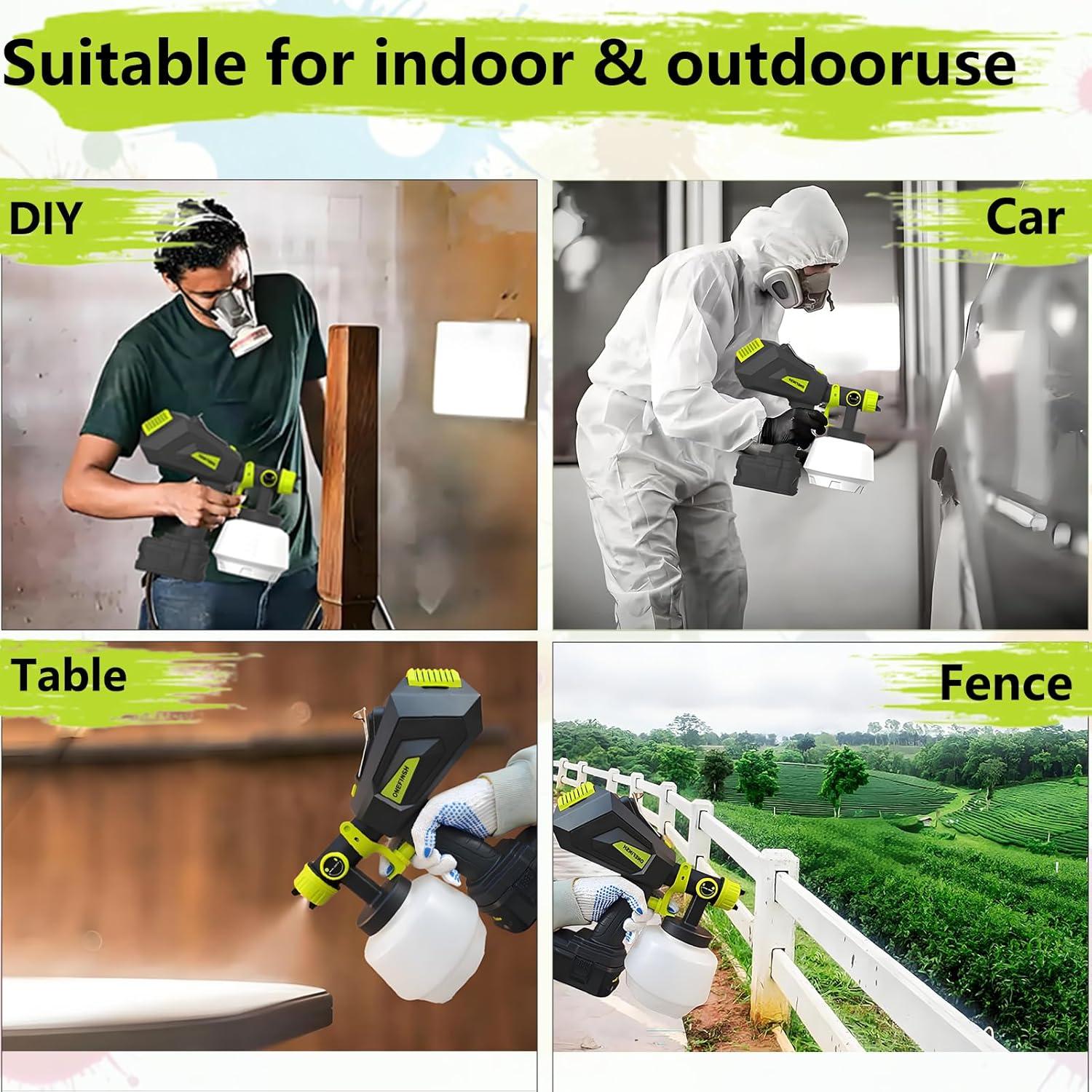 Pulverizador de pintura inalámbrico Onefinsh 18V HVLP 4 boquillas