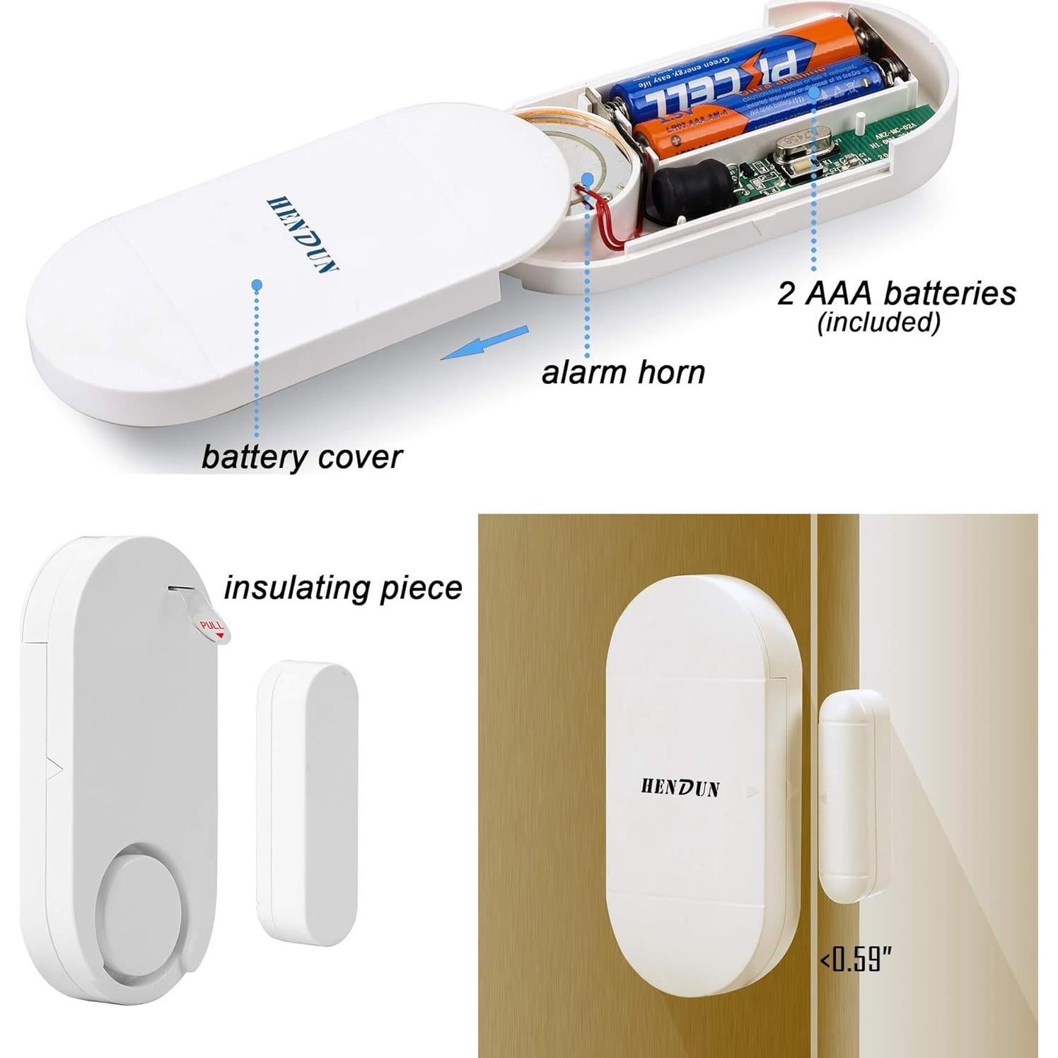 Alarma de Puerta Inalámbrica HENDUN 130dB con Control Remoto