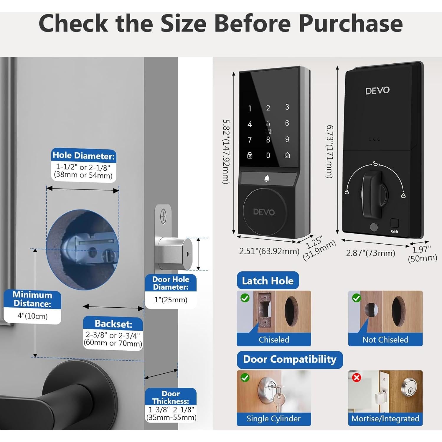 Cerradura Inteligente Devo G4 Bluetooth con Teclado Táctil