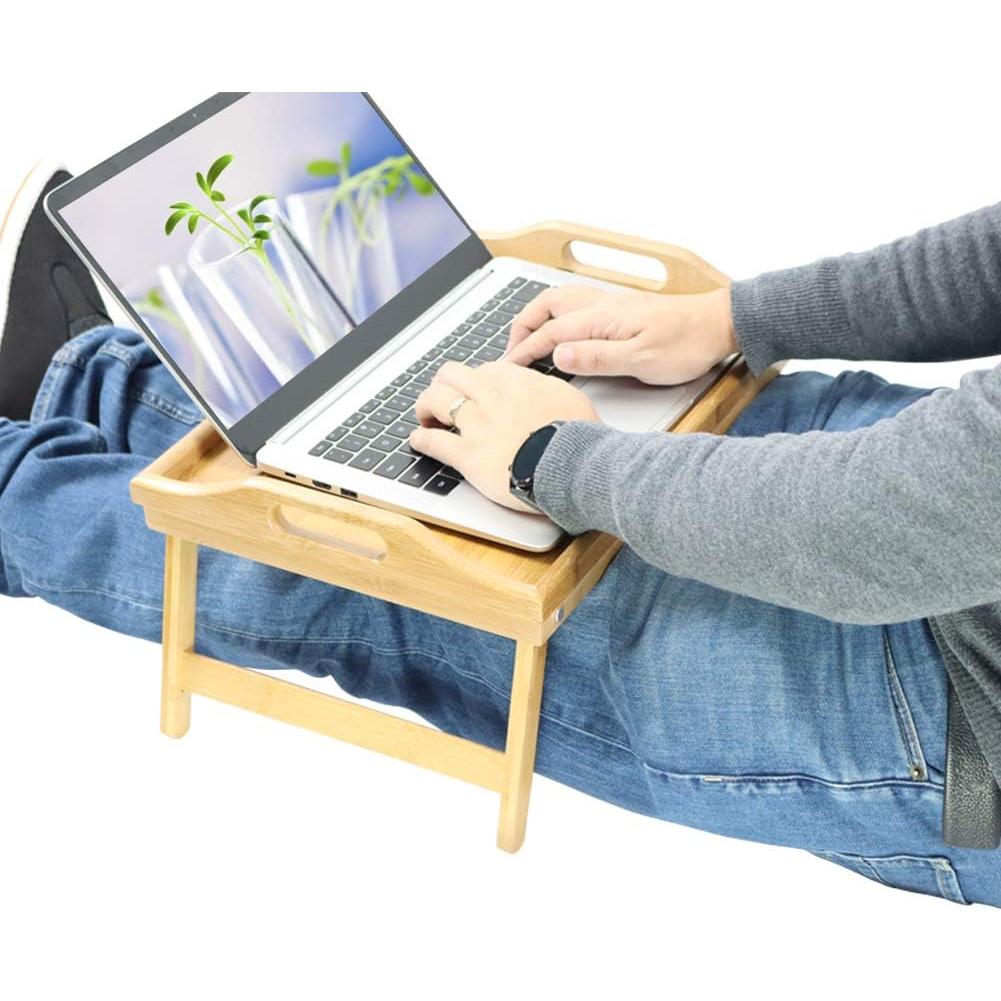 Bandeja de Cama KKTONER de Bambú Plegable 41x30cm