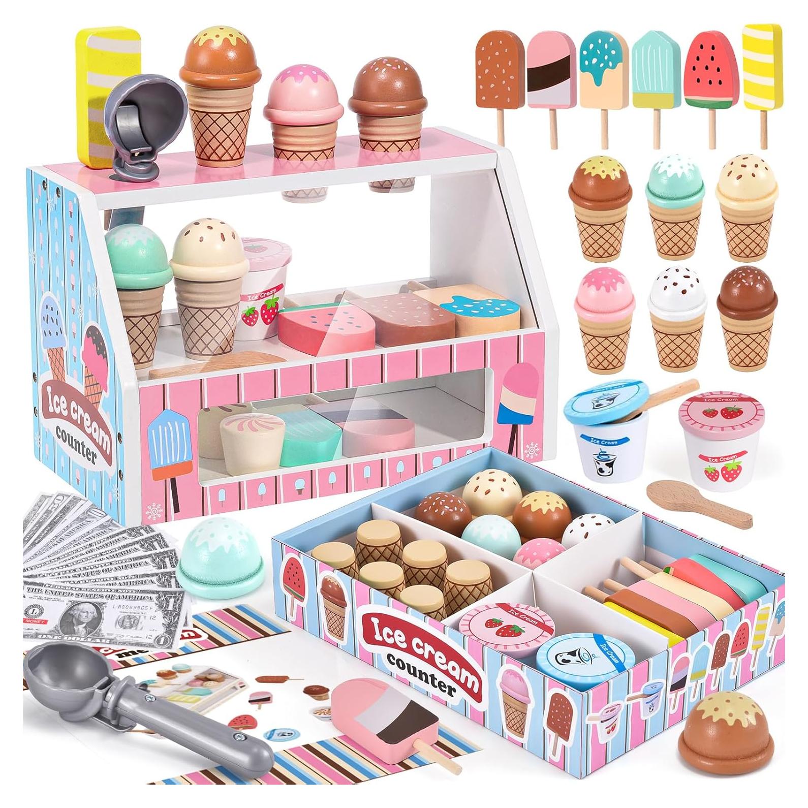 Puesto de Helados de Madera Toyssa para Niños 3-8 Años