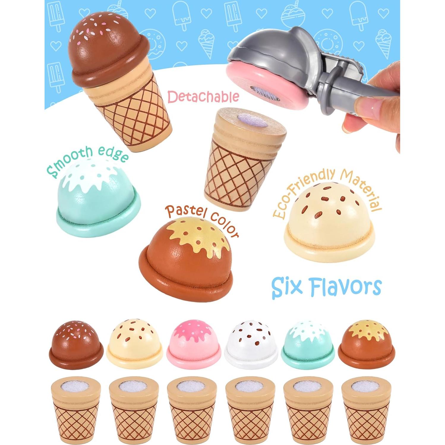 Puesto de Helados de Madera Toyssa para Niños 3-8 Años