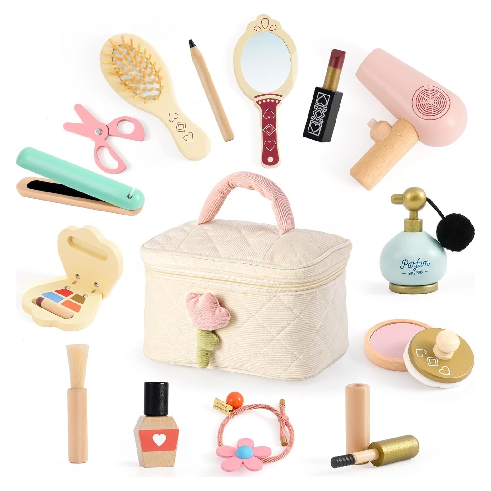 Juego de Maquillaje de Madera Atoylink 15 Piezas para Niñas
