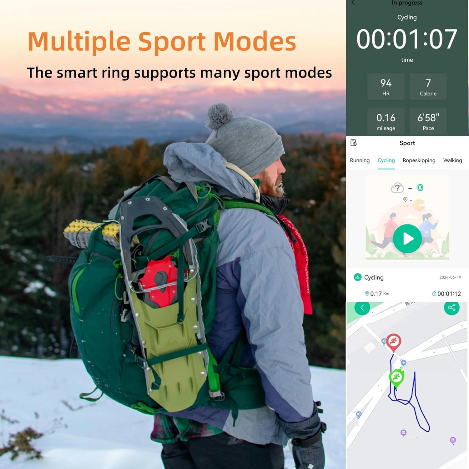 Anillo Inteligente Oucscru Negro 6# Monitoreo Salud IP68