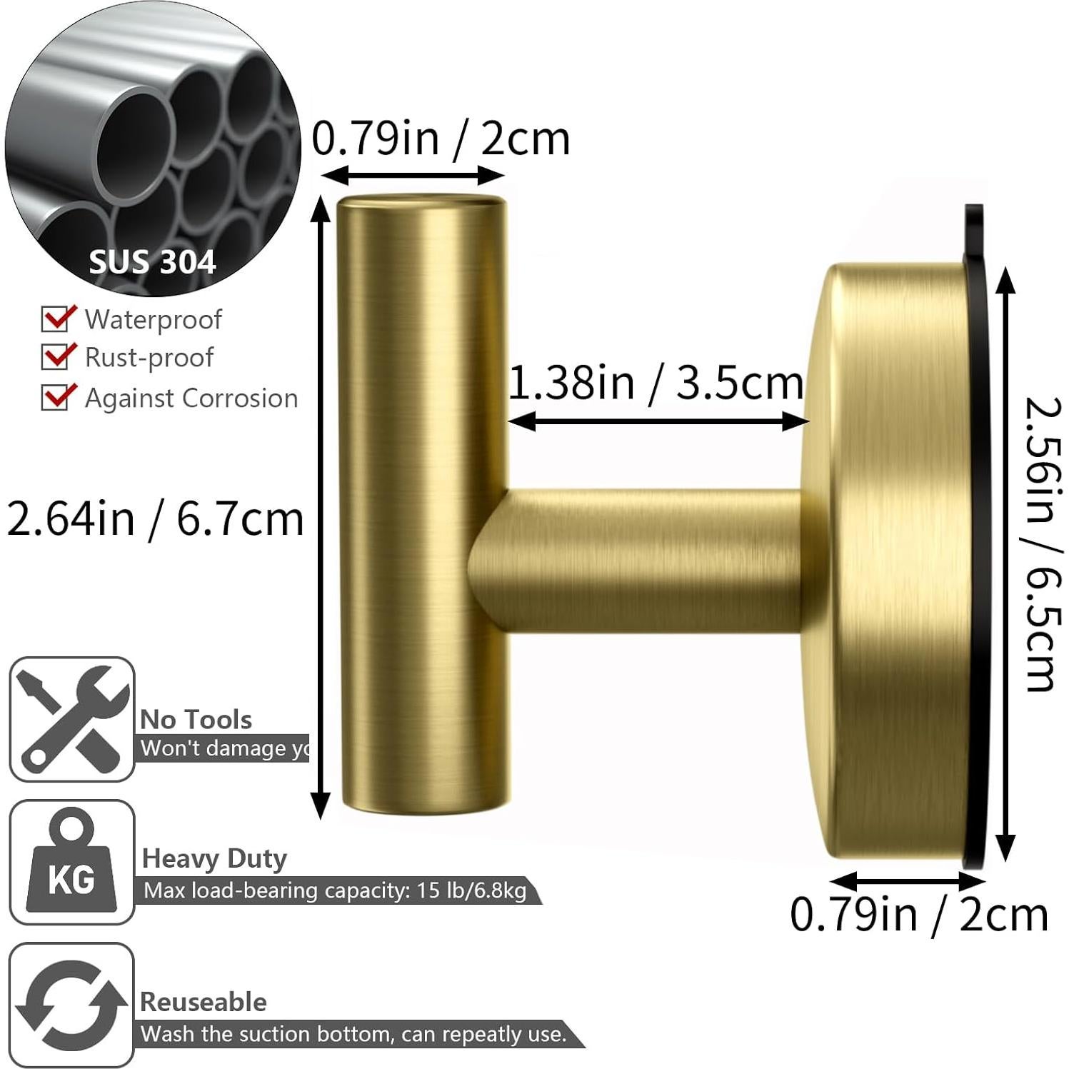 Ganchos de Succión DGYB para Toallas - Acero Inoxidable - 4 Piezas
