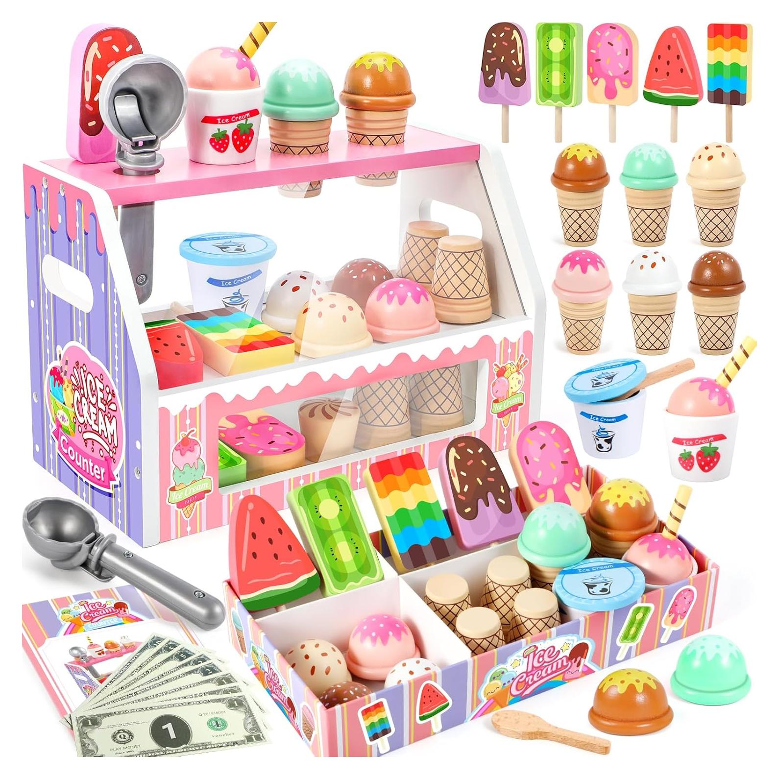 Juego de Helados de Madera Loscola para Niños 3 a 8 Años