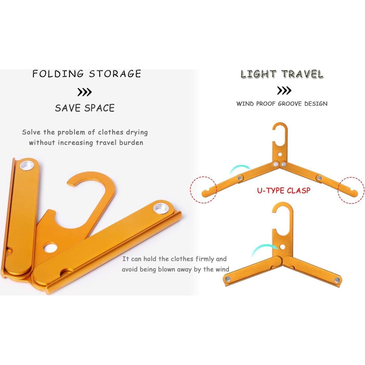 Ganchos Plegables HIKEMAN Metal para Ropa Mojada - 3 Unidades