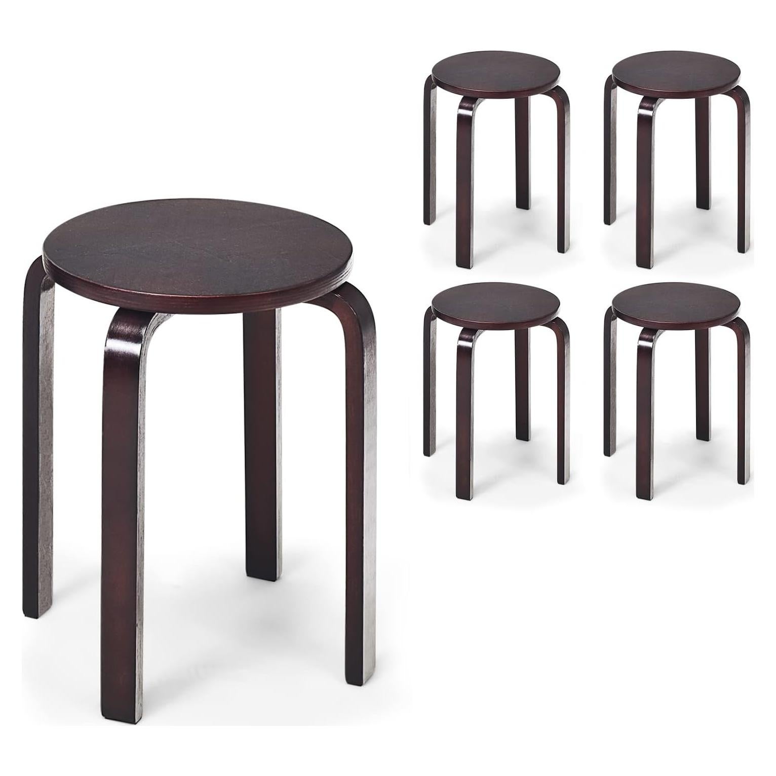 Juego de 4 Taburetes de Madera Julimoon 46 cm Café Oscuro