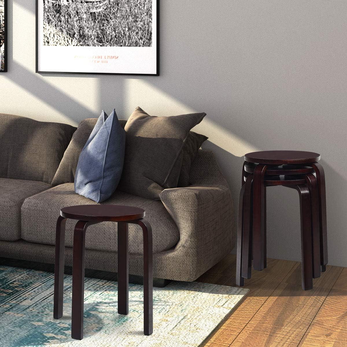 Juego de 4 Taburetes de Madera Julimoon 46 cm Café Oscuro