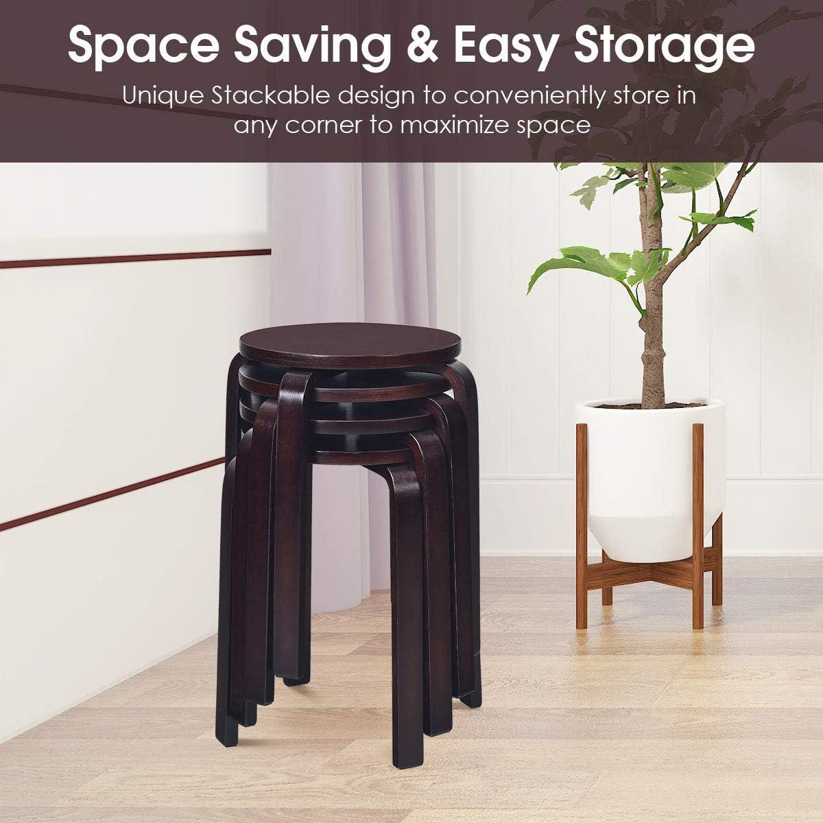 Juego de 4 Taburetes de Madera Julimoon 46 cm Café Oscuro