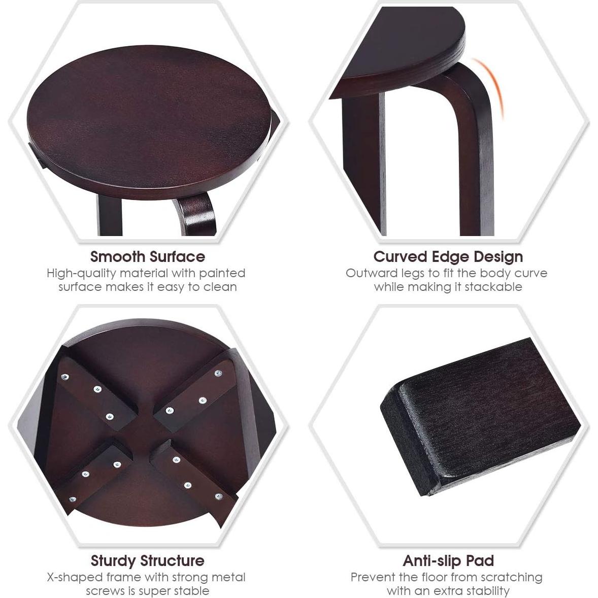 Juego de 4 Taburetes de Madera Julimoon 46 cm Café Oscuro