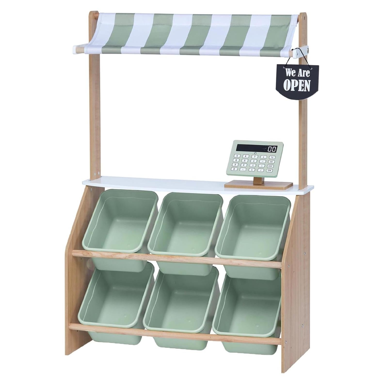 Puesto de Mercado de Madera Teamson Kids con Caja Registradora