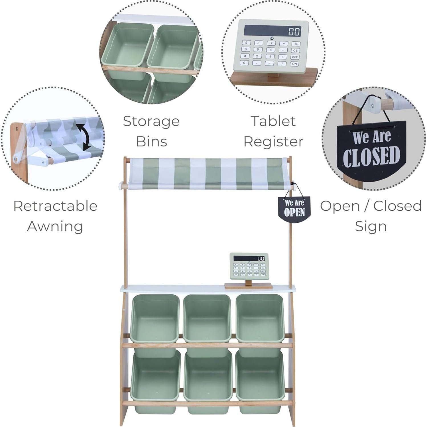 Puesto de Mercado de Madera Teamson Kids con Caja Registradora