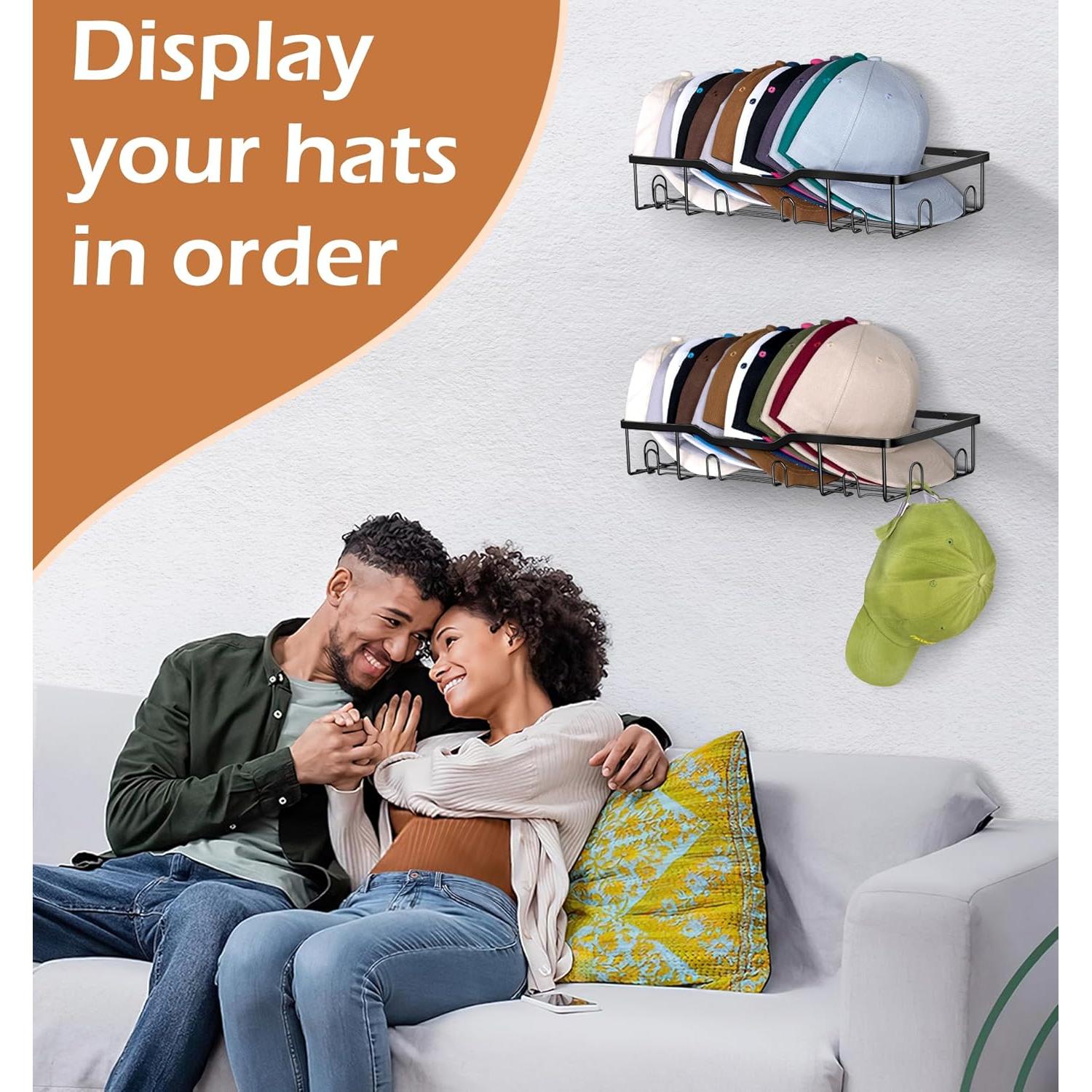 Soporte de Sombreros KEETDY Metal Negro para 20 Gorras
