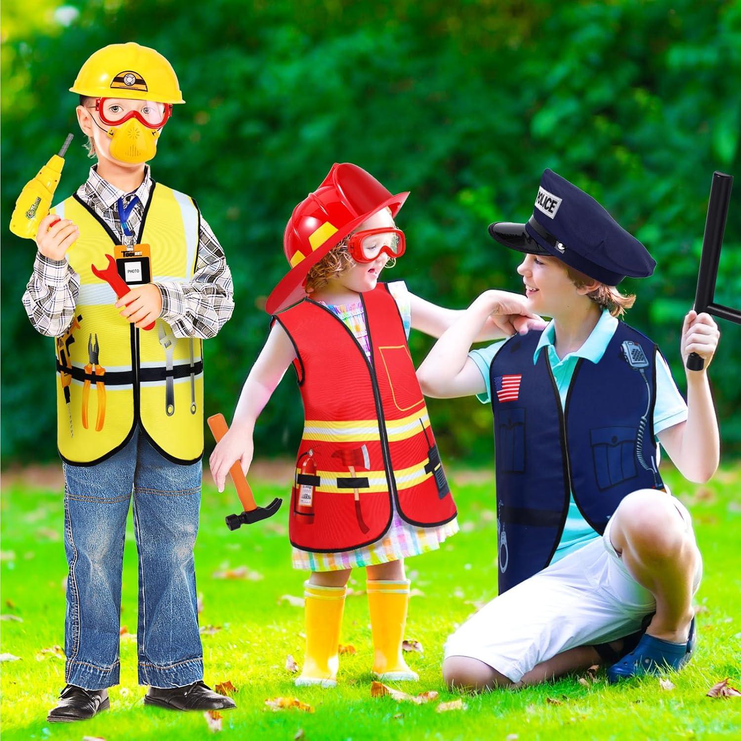 Disfraces para Niños Bonuci 3 en 1: Policía, Bombero y Trabajador