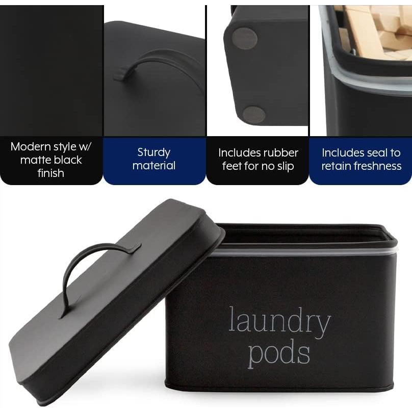 Contenedor de cápulas de lavandería AuldHome Design Negro 2.6L