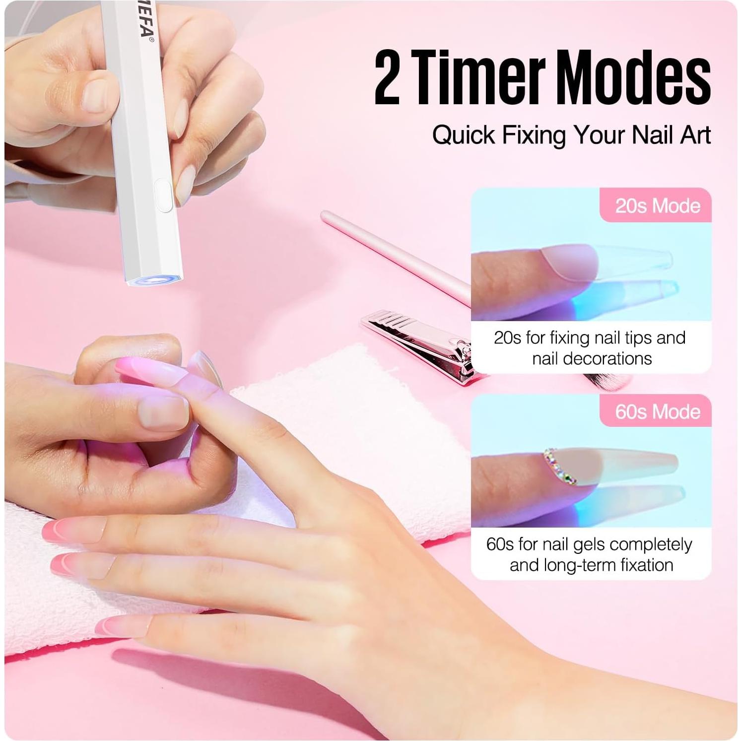 Lámpara UV Portátil MEFA para Uñas de Gel, 2 Temporizadores