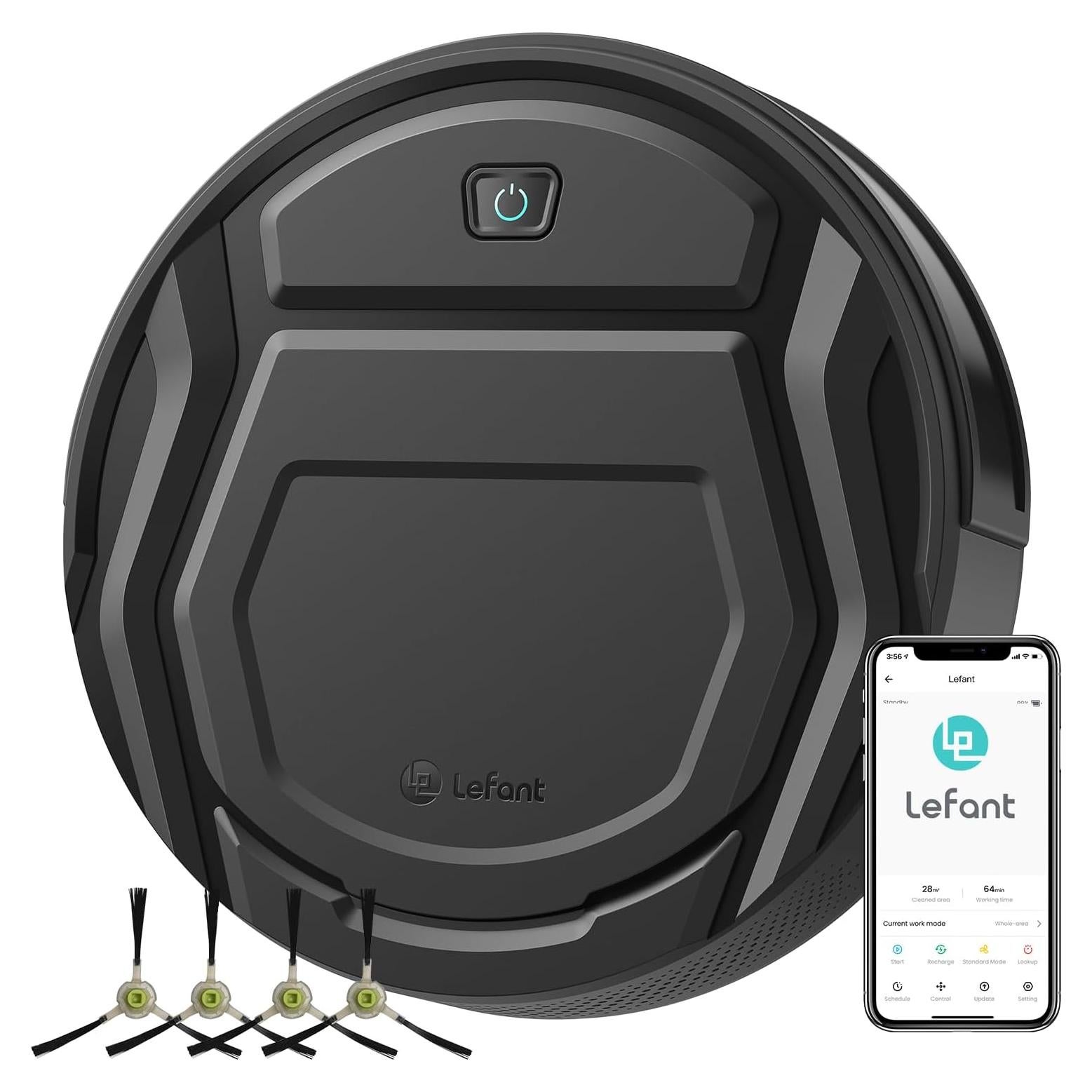 Aspiradora Robot Lefant M210, 120 Min, Control por App, Negro