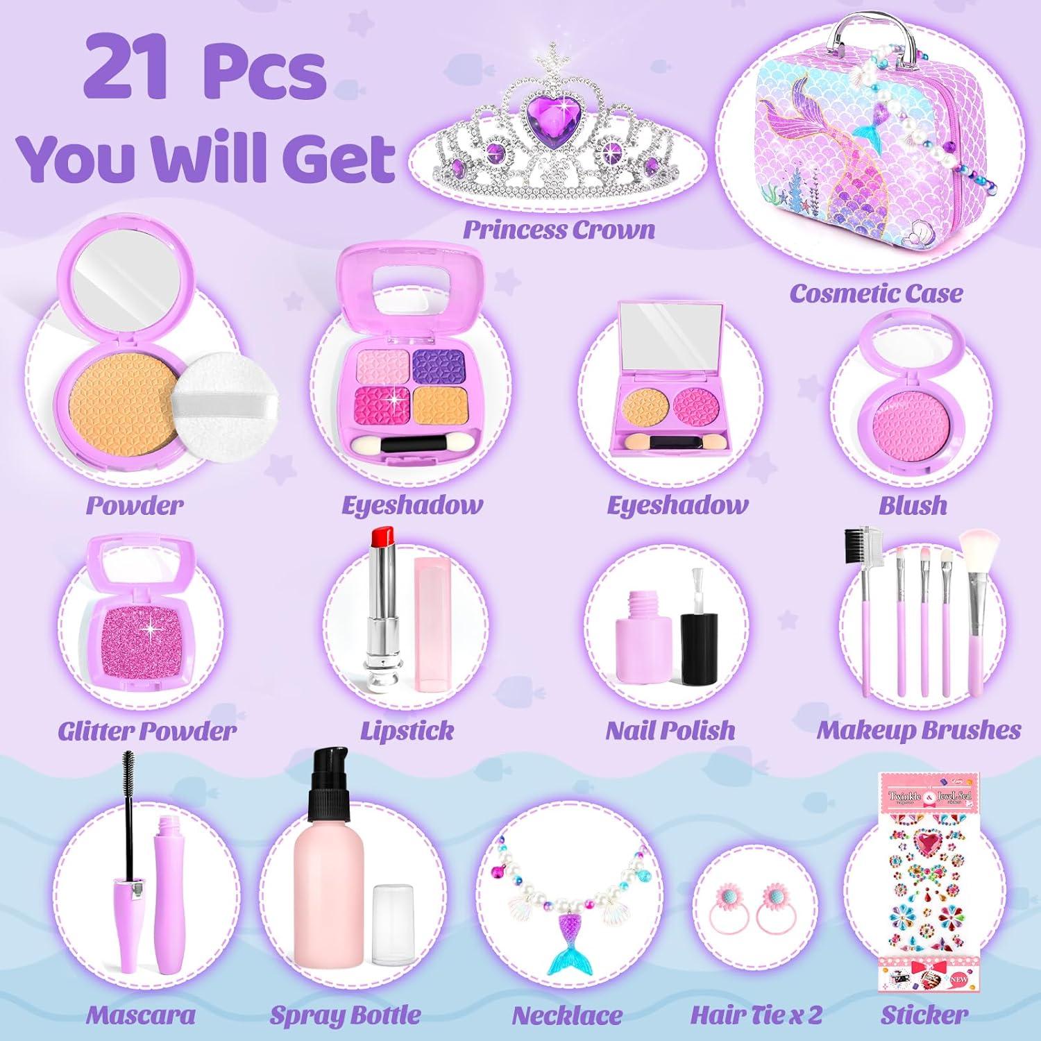 INNOCHEER Kit de Maquillaje Falso para Niñas 3 a 7 Años