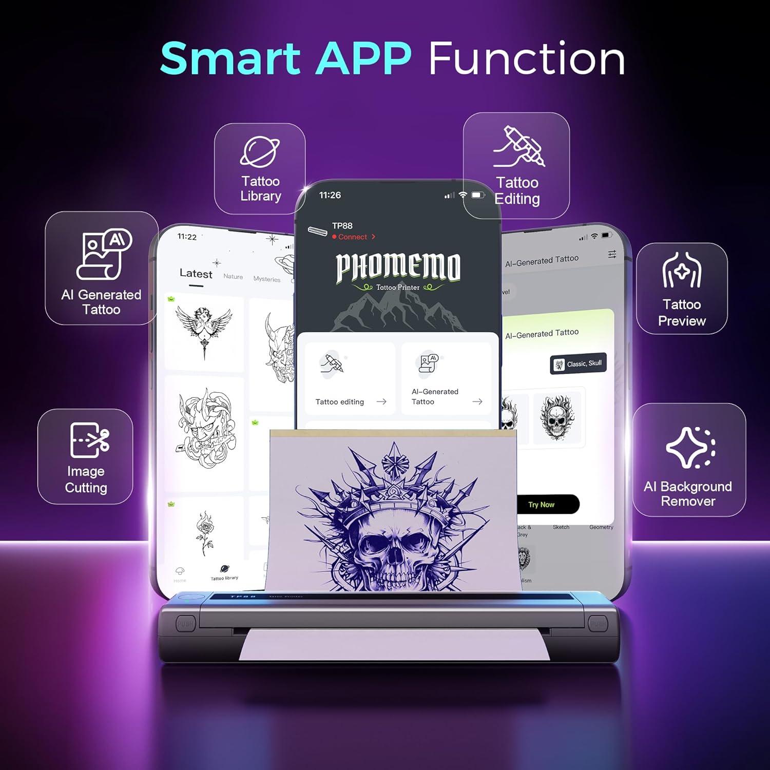 Impresora Térmica de Tatuajes Zodzi TP88 - Portátil, A4, Bluetooth