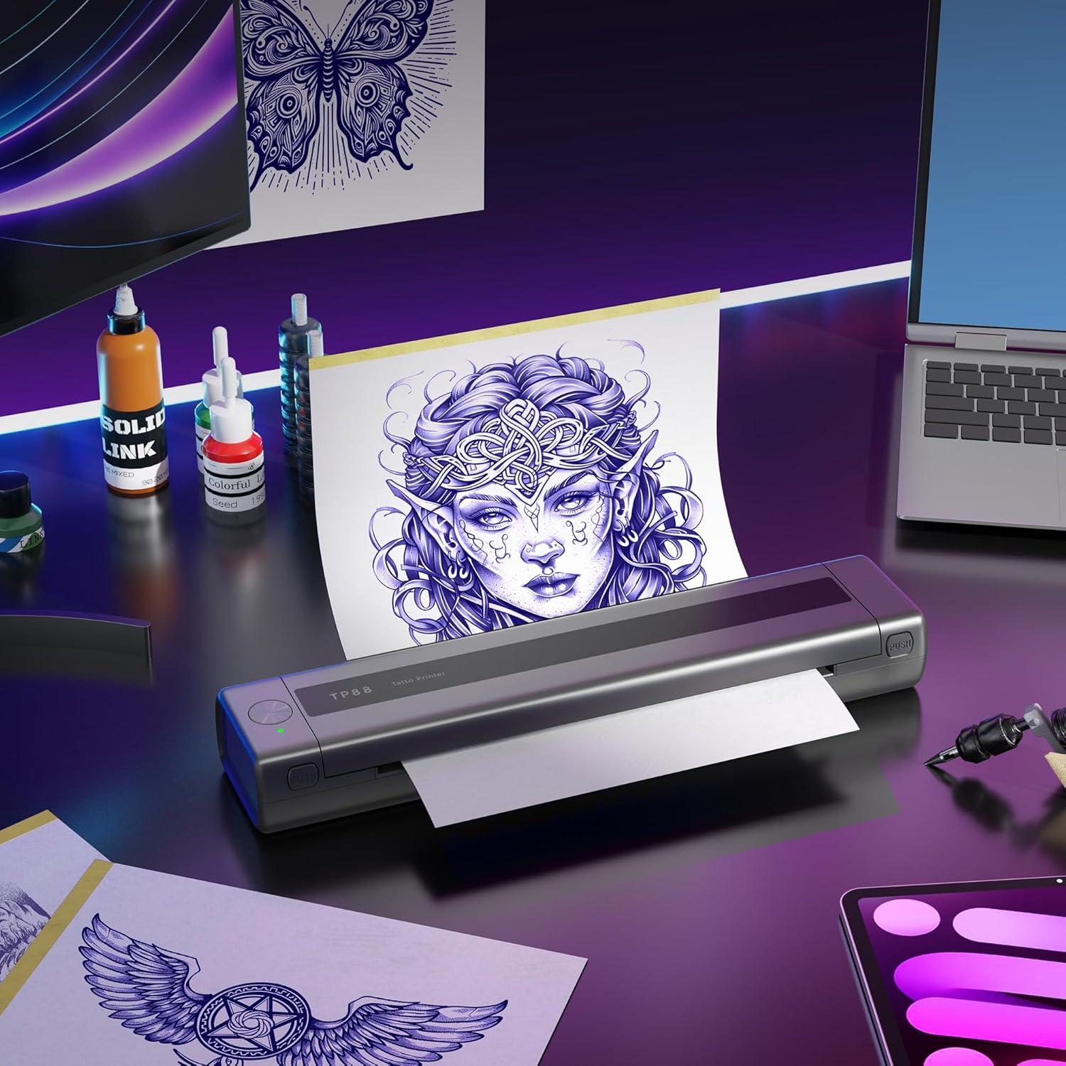 Impresora Térmica de Tatuajes Zodzi TP88 - Portátil, A4, Bluetooth