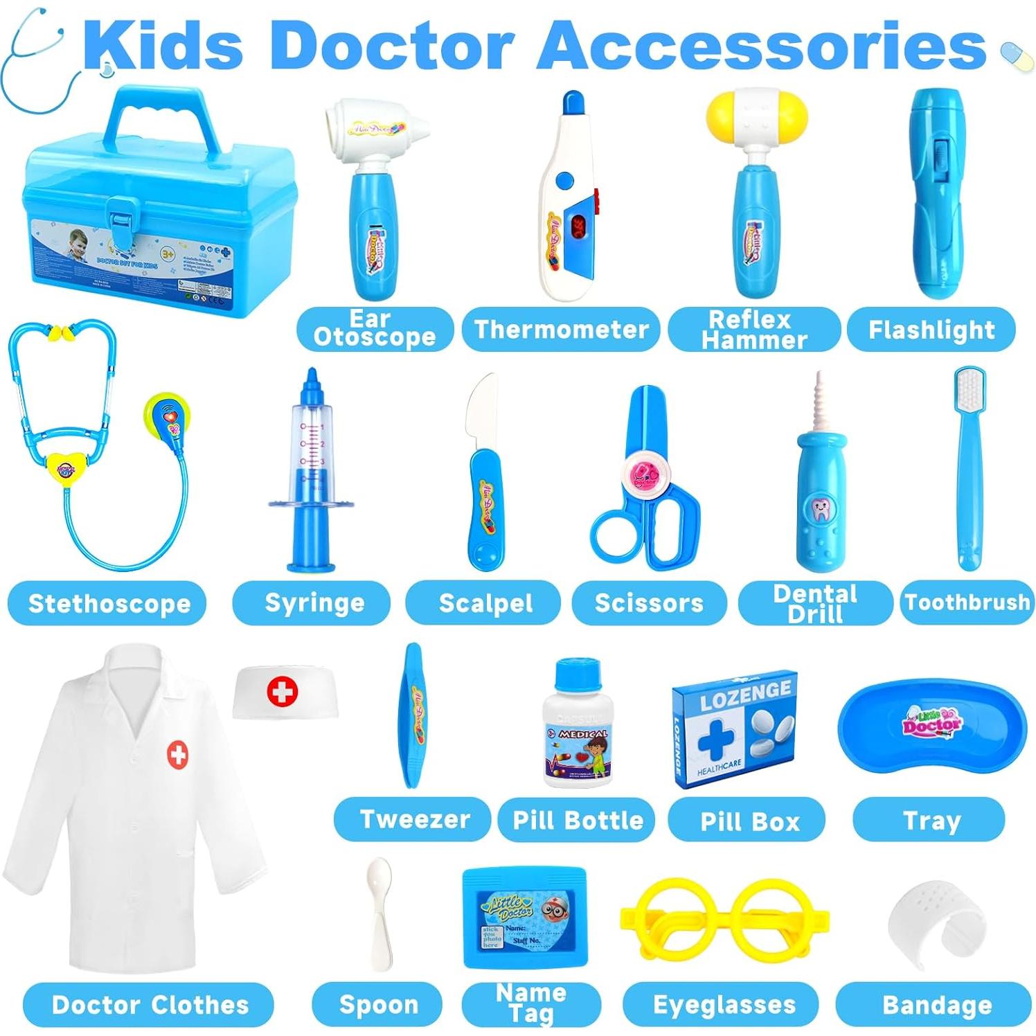 Kit de Doctor Fajiabao para Niños 3-5 Años con Estetoscopio