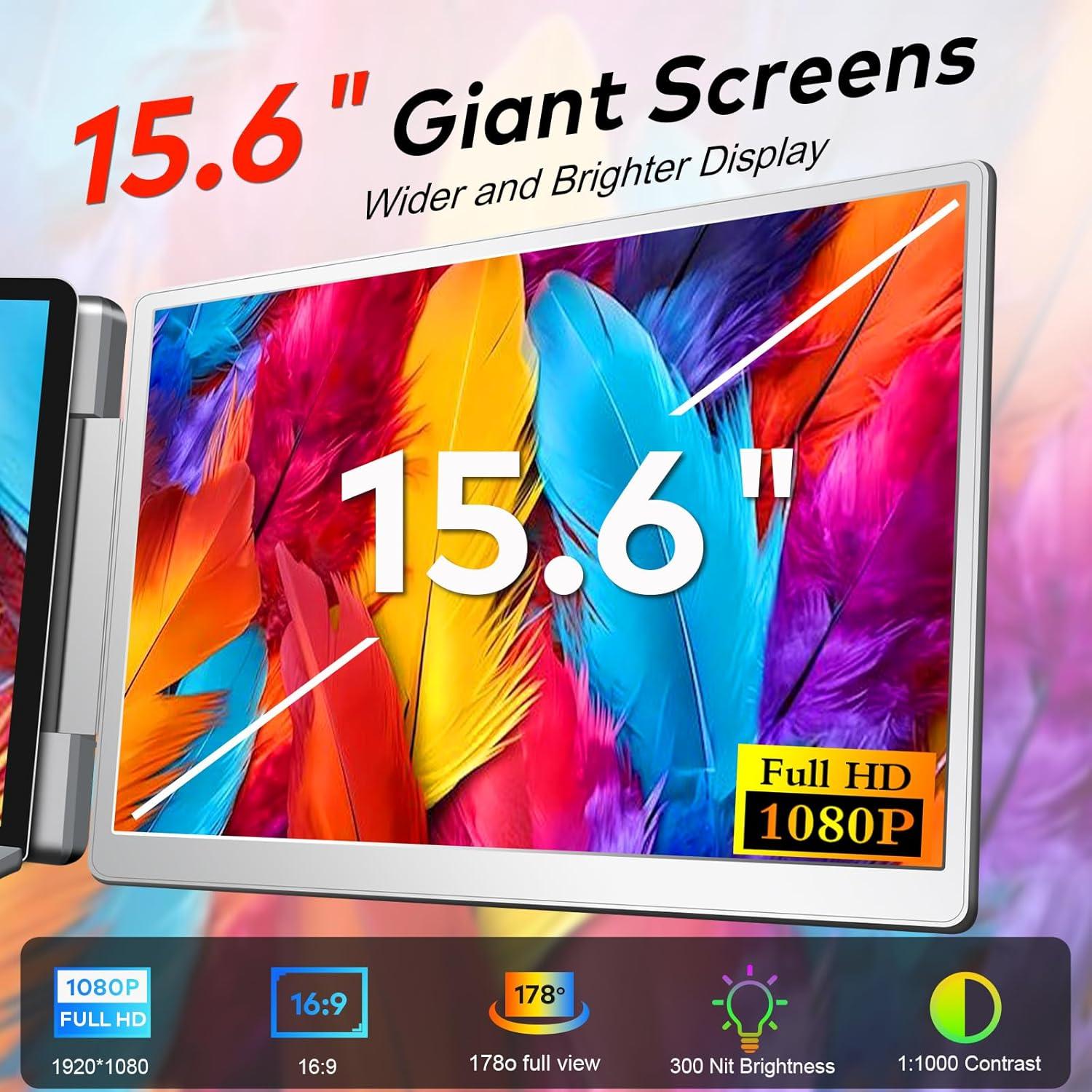 Extensor de Pantalla 15.6" FHD Ladomi para Laptop 12-18.5"