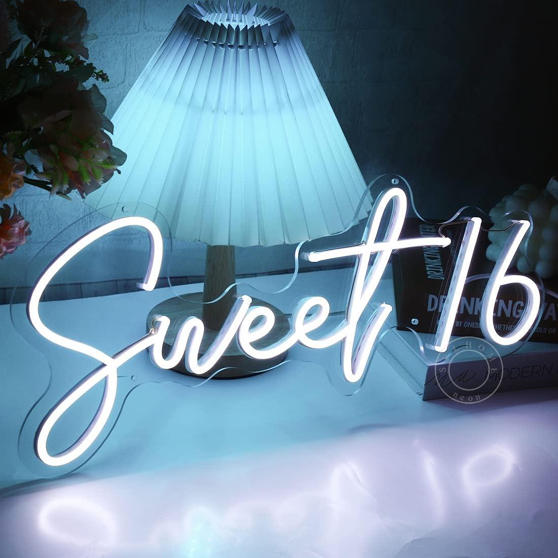Luz de Neón LED SYLHOME Sweet 16 43x18.5 cm USB Blanco Frío