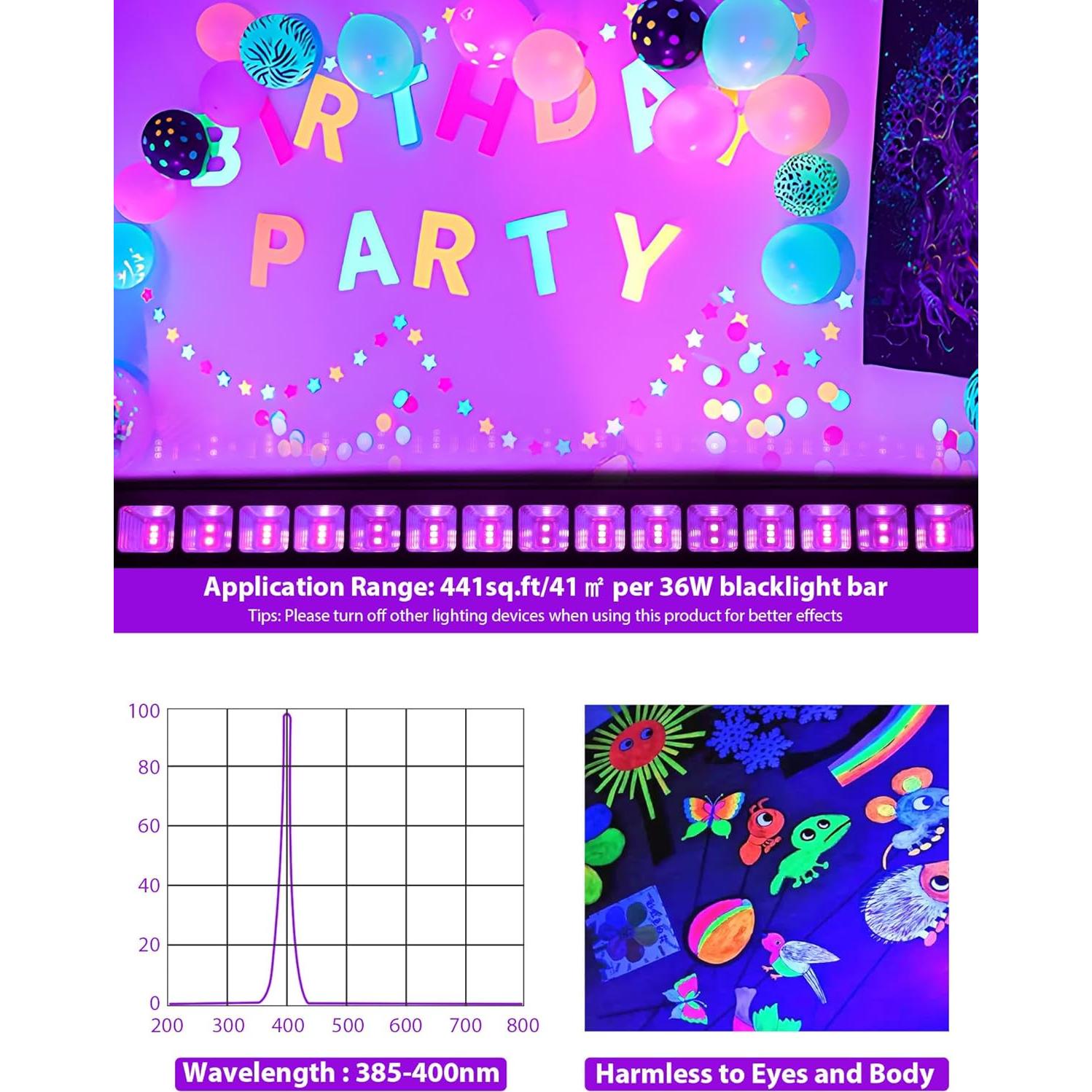 Barra de luz negra LED 36W ISUERFY con enchufe y cable 1.5m